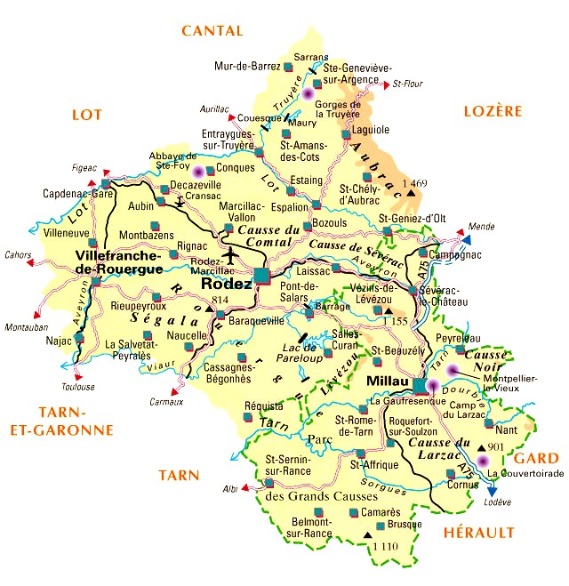Localisation du gîte en Aveyron